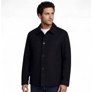 Andrew Marc XXL Reversible Car Coat Black Leather & Cashmere Wool Mens‎ Jacket
